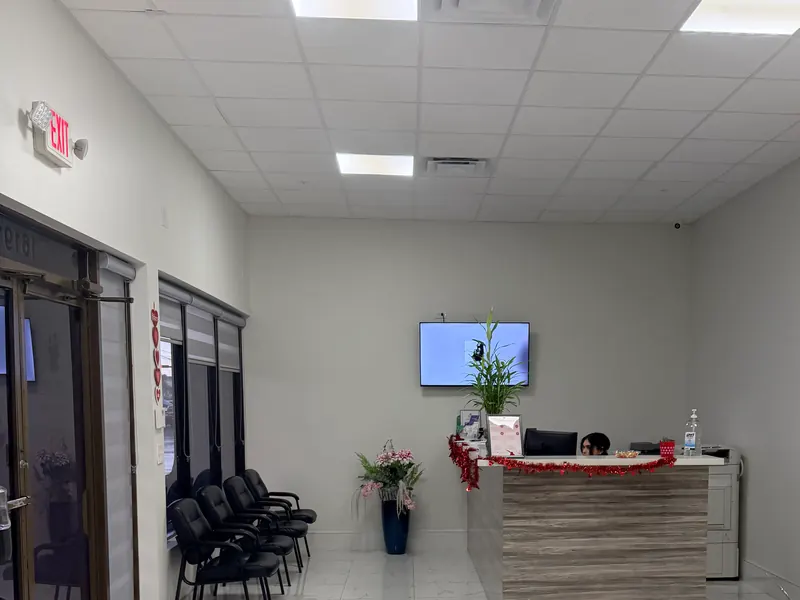 Reception area at All In One Specialty Health in Miami Gardens, where mental health and physical therapy patients check in